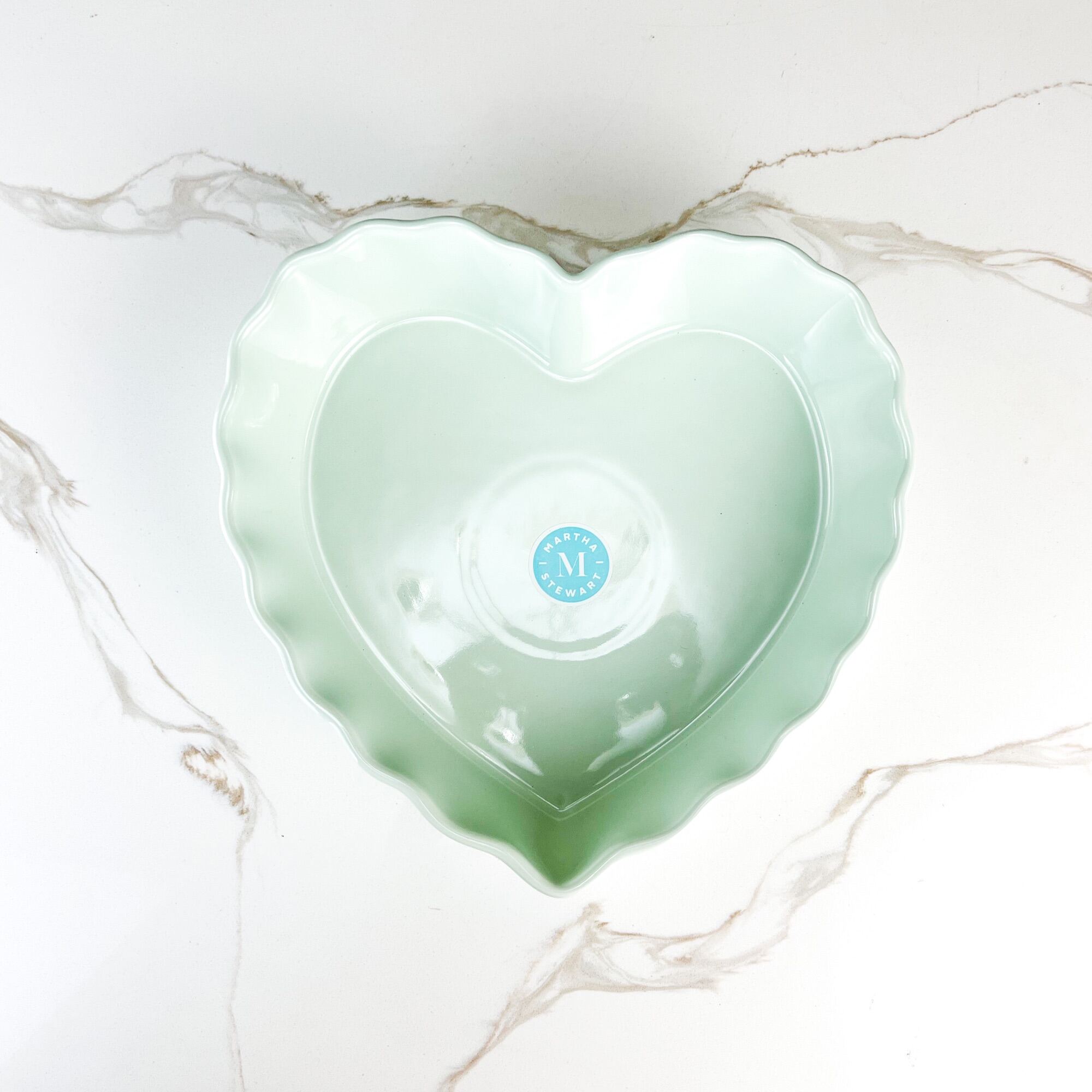 Martha Stewart 11'' Mint Heart Shaped Stoneware Cake Pan