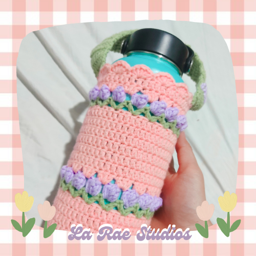 Strawberry Crochet Water Bottle Holder, Thermos Carrier Shoulder