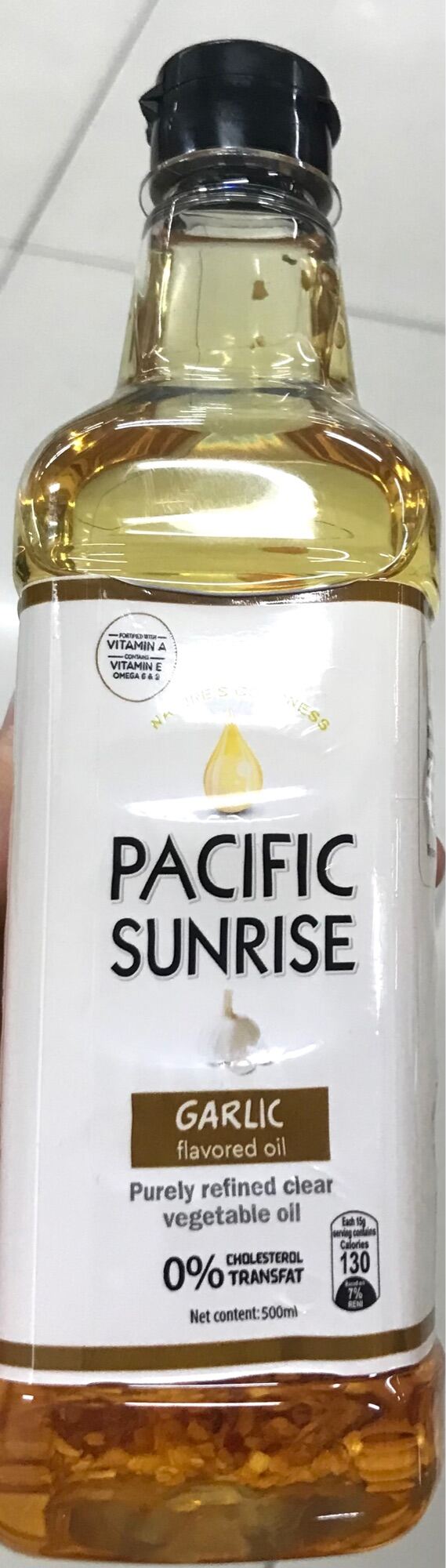 Pacific Sunrise Garlic Flavored Oil 500mL Purely Refined Clear