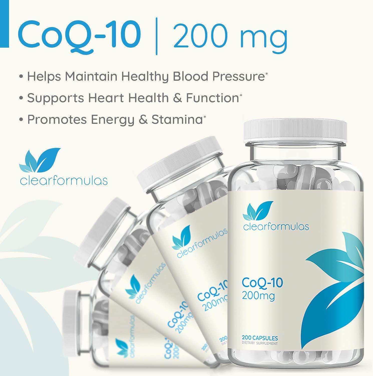 Clear Formulas CoQ10 200mg 200 Capsules Quick Absorption Non-GMO Expiration Date:April 2026.. 