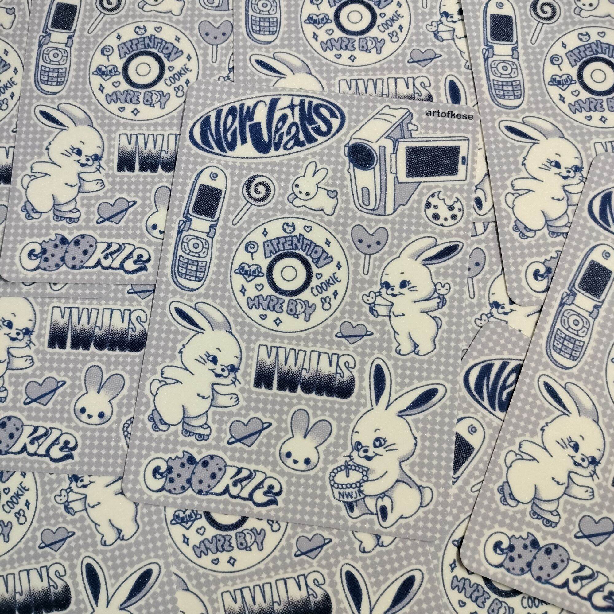 NewJeans Sticker Sheet Glitter Topper, NWJNS Waterproof Stickers