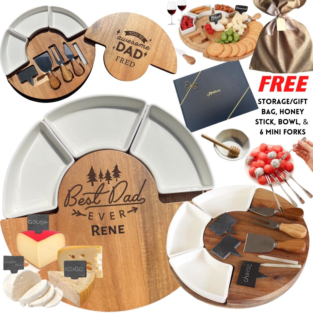 Gift Set 12inch Large Round Personalized Acacia Charcuterie Cheese ...
