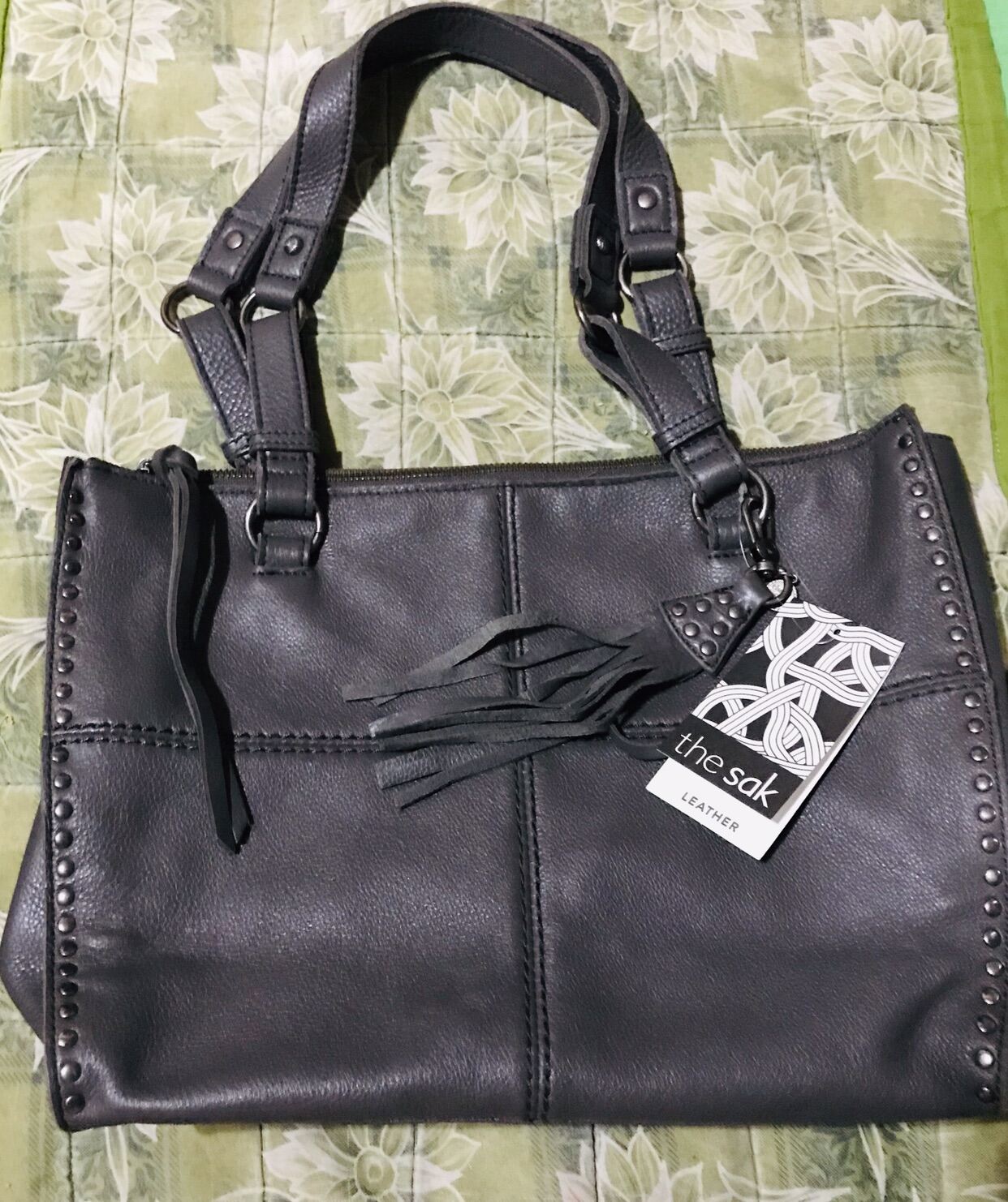 The Sak Gray Distressed Leather good Tote