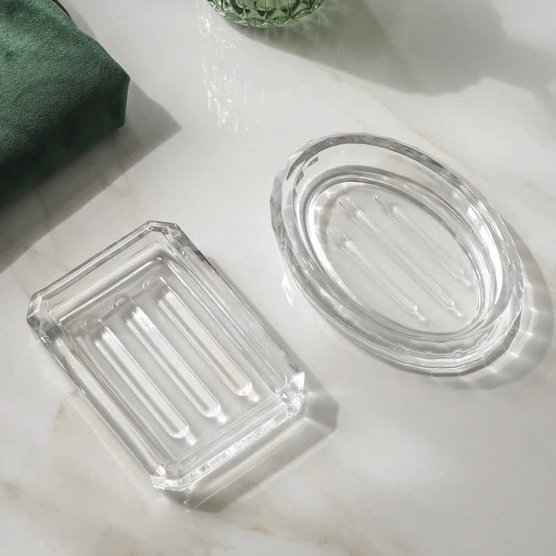 Light Luxury Transparent Glass Soap Dish Creative Fashion Home Bathroom Bathroom Soap Dish Tray Simple Ins