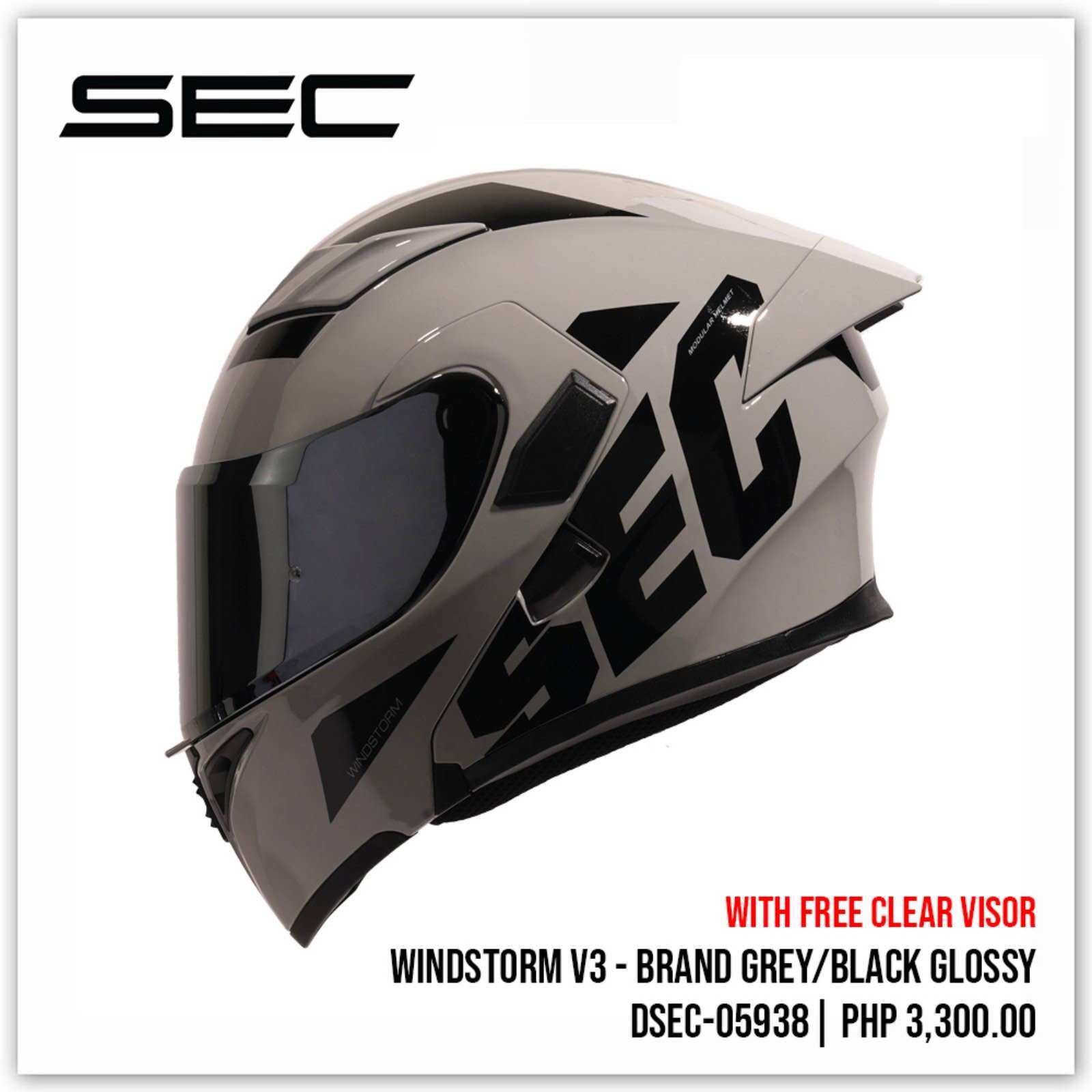 Sec Windstorm Modular Helmet New Sec Windstorm V3 Modular Dual