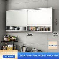 AYIJIE | Reinforced 304 Stainless Steel Wall Mounted Kitchen Cabinet with Glass Doors Storage Organizer for Kitchen Bathroom Space Saving Modern Design Easy Installation