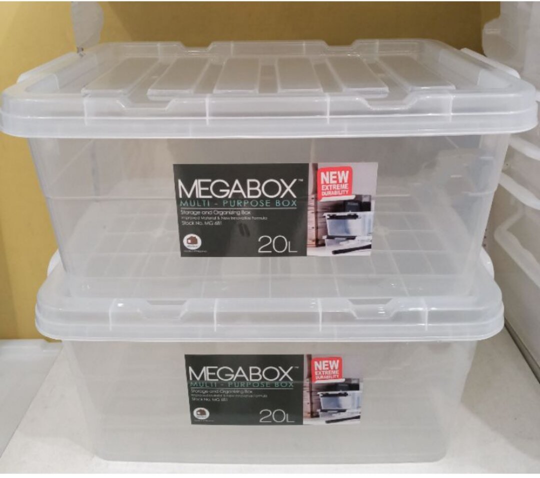 Megabox 20L Storage Box Clear 17x12x8inch (Stackable) Lazada PH