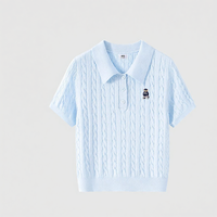 spao | Polo Neck Twisted Knit Short Sleeve Womens Summer Top