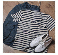 Rugged Bronson | Blue Stripe Sailor Style Vintage Loose Couple T-Shirt