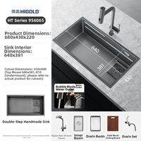 HIGOLD | Black Titanium Nano Staircase Handmade Stainless Steel Sink