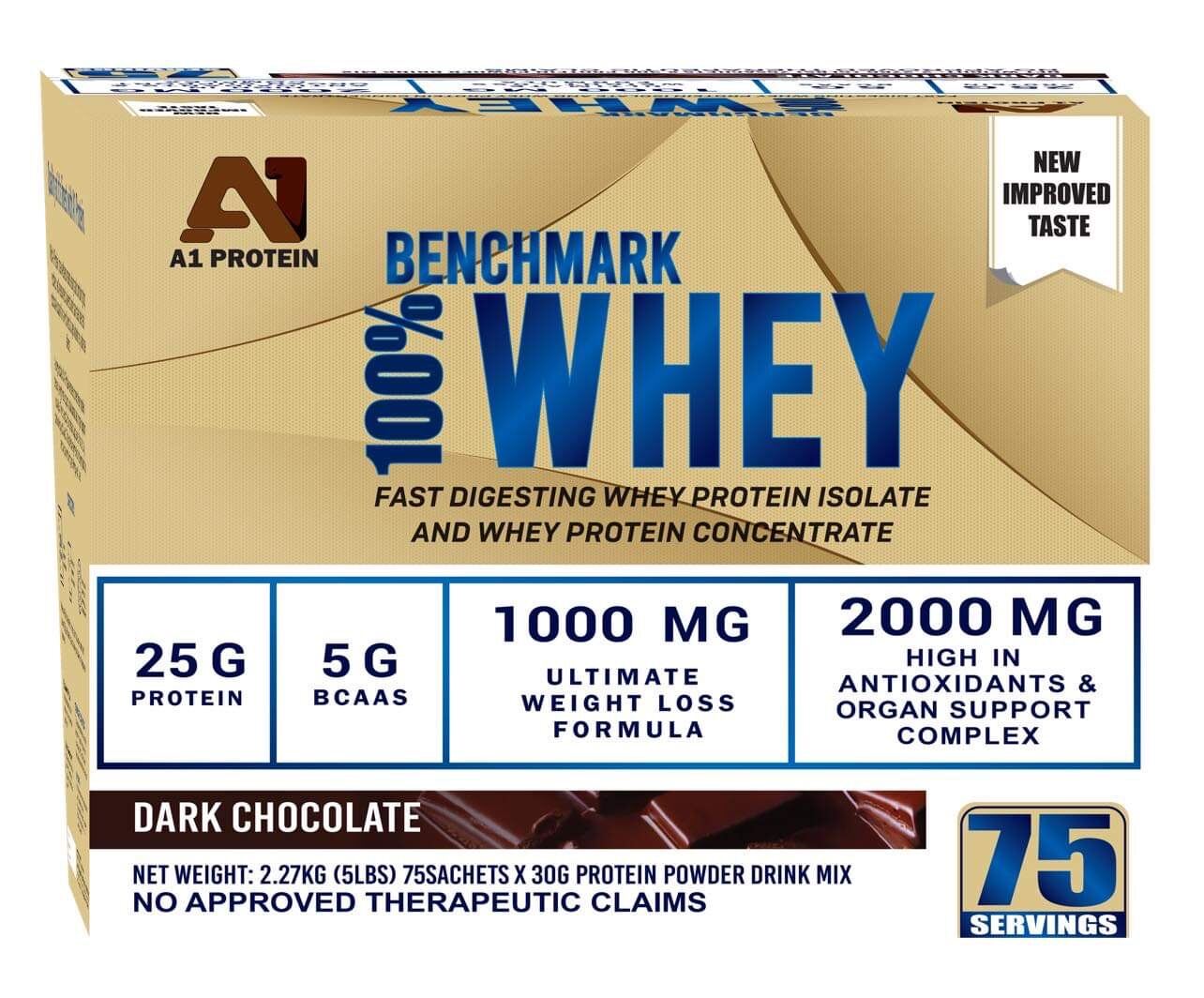 A1 PROTEIN BENCHMARK 100 WHEY PROTEIN BLEND 5lbs 75 SERVINGS (NEW