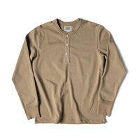 Rugged Bronson | Heavyweight Retro Rib Cuff Pure Cotton T-shirt Long Sleeve Henley
