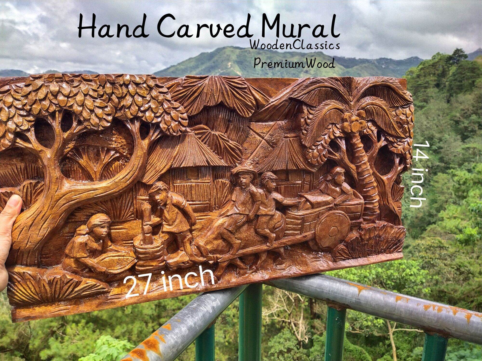 Hand deals carving wood