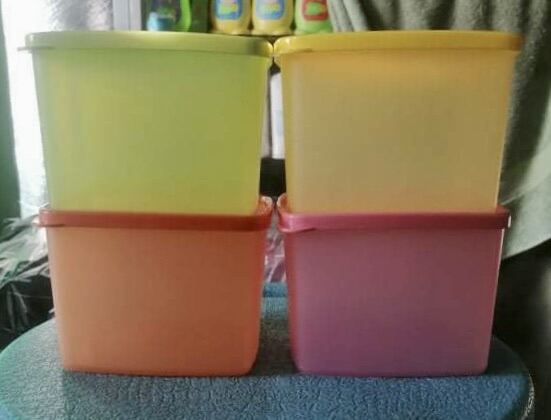 Tupperware Square Rounds Set of 3 Modular Cubix Basic Brights Pink Purple ❤️