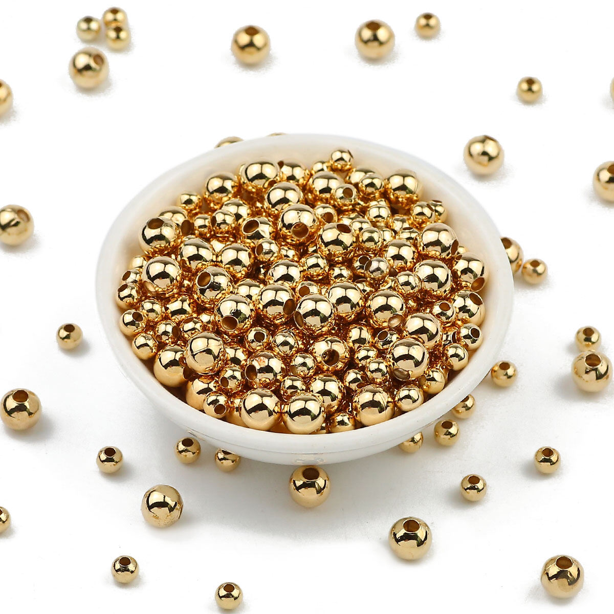 Gold Silver Plated Metal Beads 2/3/4/5/6/8MM Round Iron Spacer Loose Beads For Jewelry Making DIY Bracelets Necklace Accessories