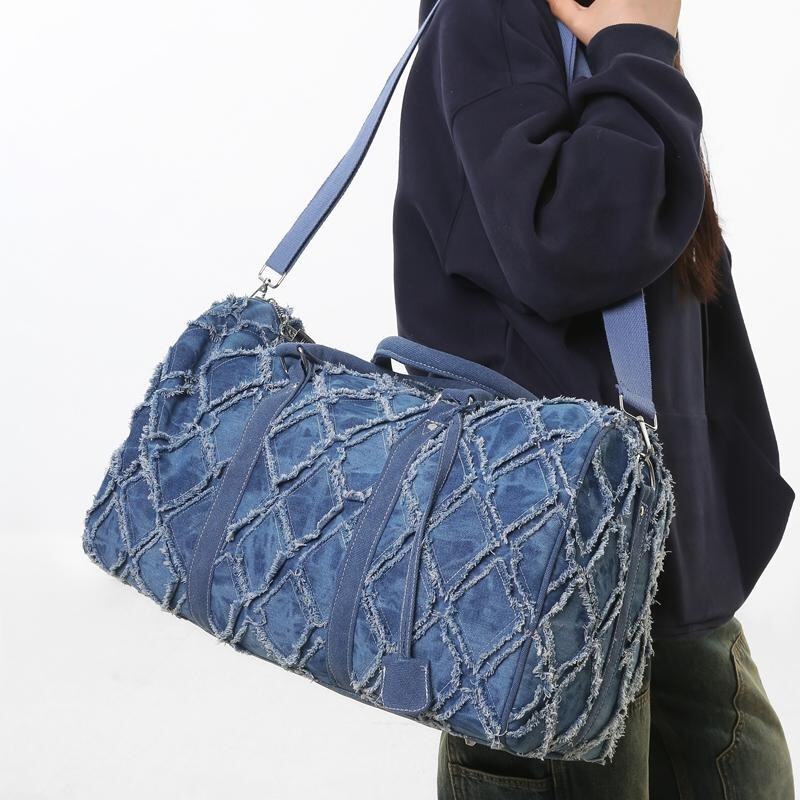 Large Capacity Canvas Travel Bag Women's Short Trip Personalized National Trend Luggage Bag Washed out Handbag Fitness Bag Presyo 2,618 Piso*Libreng Shipping