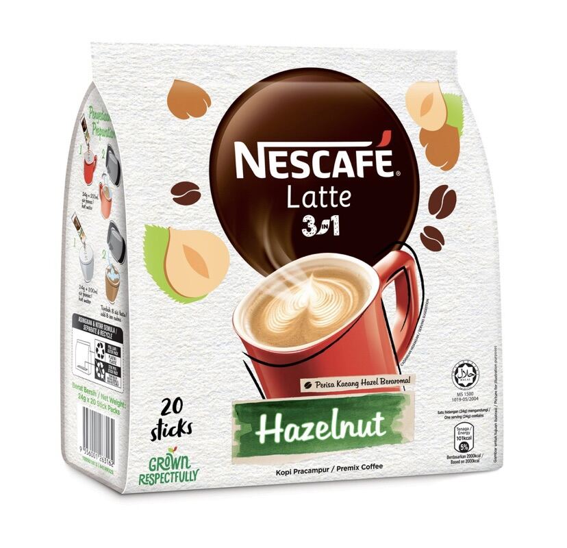 Nescafe Coffee 3in1 Latte Hazelnut 20sticks(Imported From Malaysia