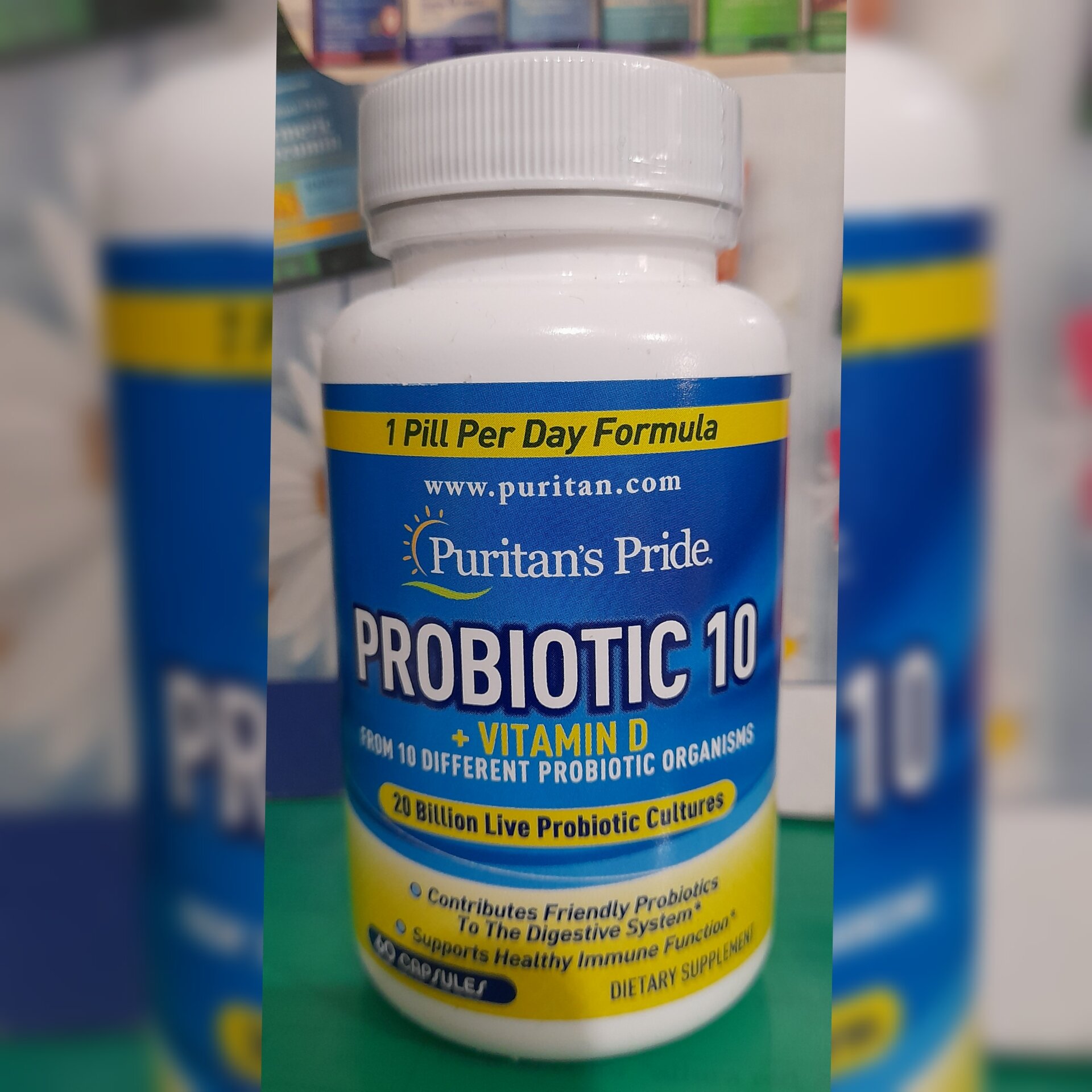 Probiotic 10 with Vitamin D 20 Billion Probiotics 10 Strains 60 ...