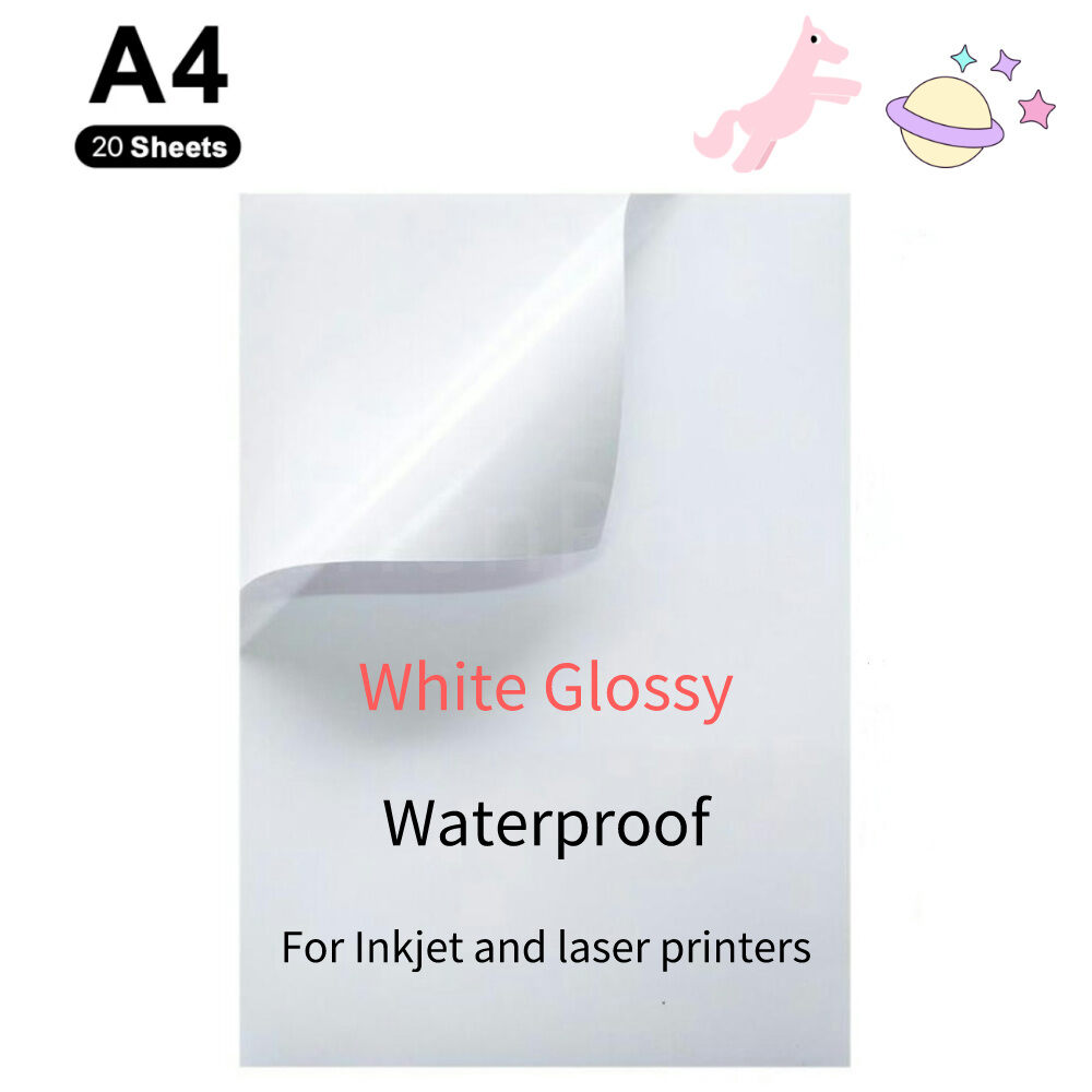 Premium Printable transparent Vinyl Sticker Paper 20 sheets matte laser ...