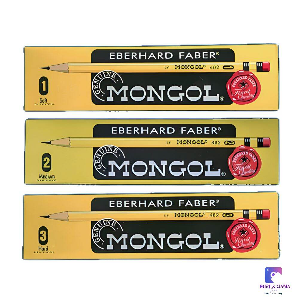 MONGOL PENCIL #1 #2 #3 12Pcs/Box Original Mongol Pencil with Eraser ...