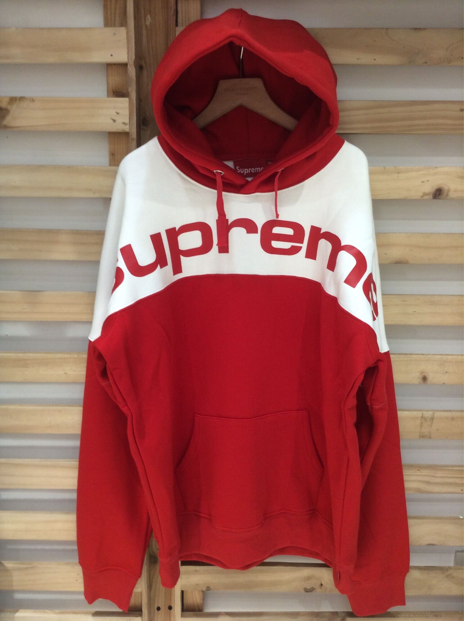 Supreme blocked hoodie on sale red