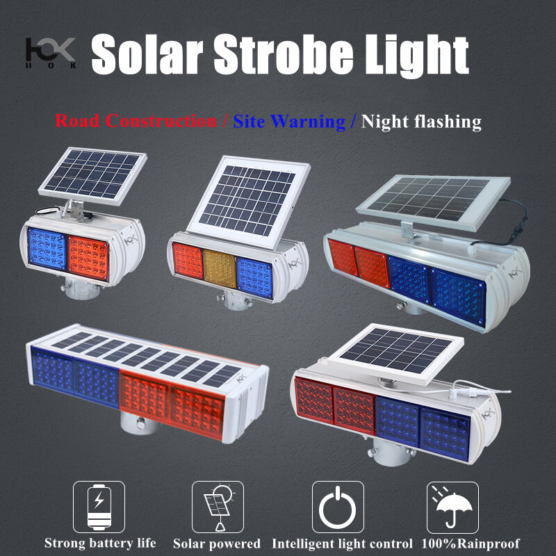 Aolyty Solar Strobe Light, Bright Red & Blue Light Flashing