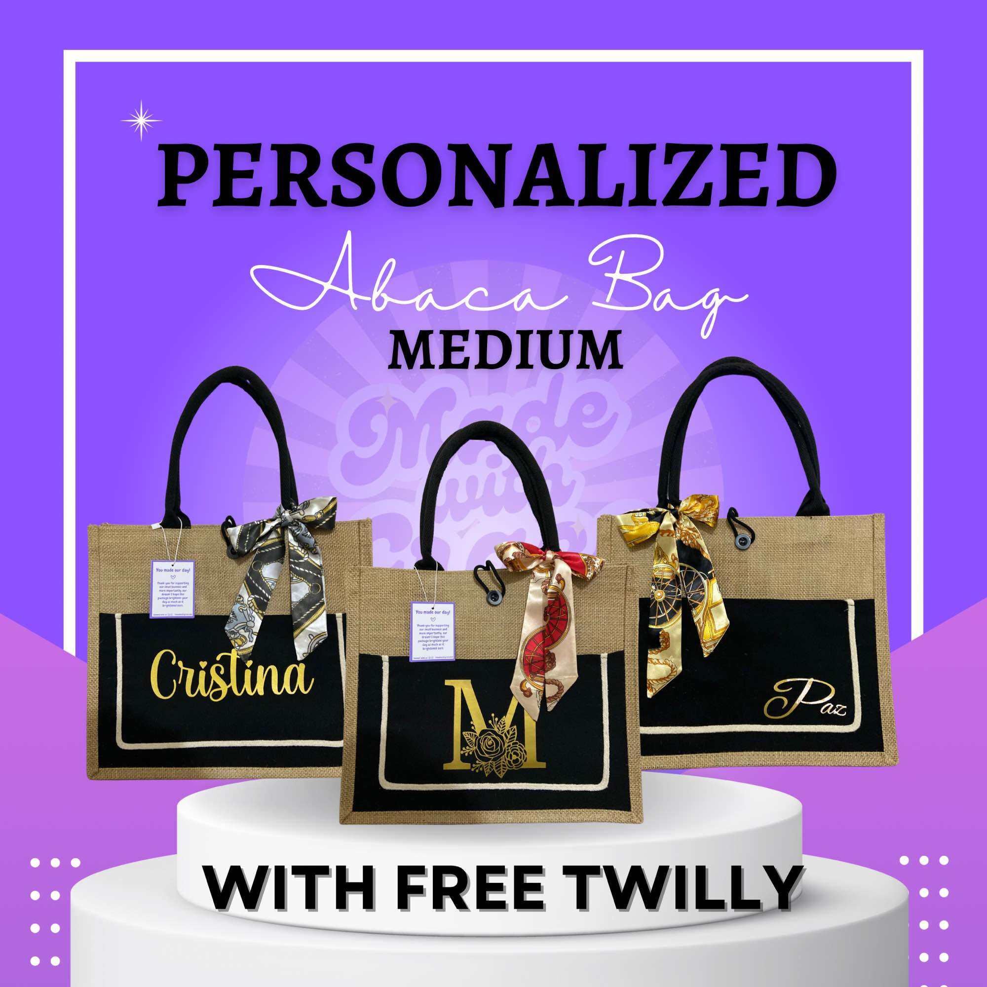 Medium Personalized Abaca Bag with FREE Twilly | Lazada PH