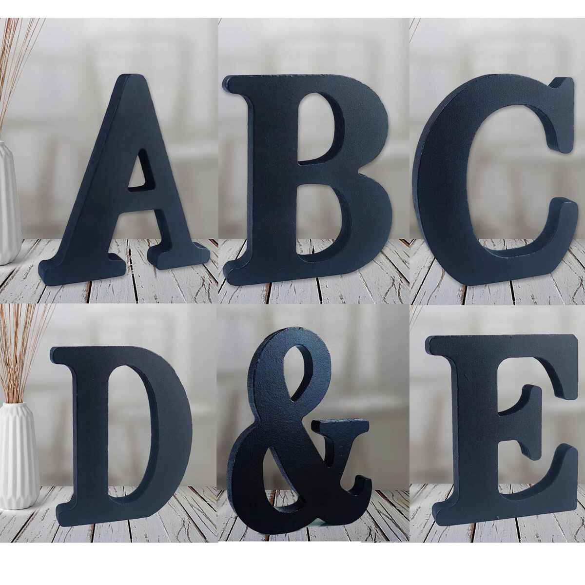 6 inch Black Wood Letters Unfinished Wood Letters for Wall Decor Decorative Standing Letters Slices Sign Board Decoration for Cr