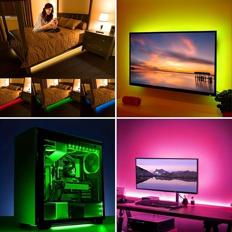 Music Sync RGB LED Strip Lights Bluetooth 30M(2 Rolls Of 15M) USB Color Change Smart Remote Control & APP Control For Christmas.