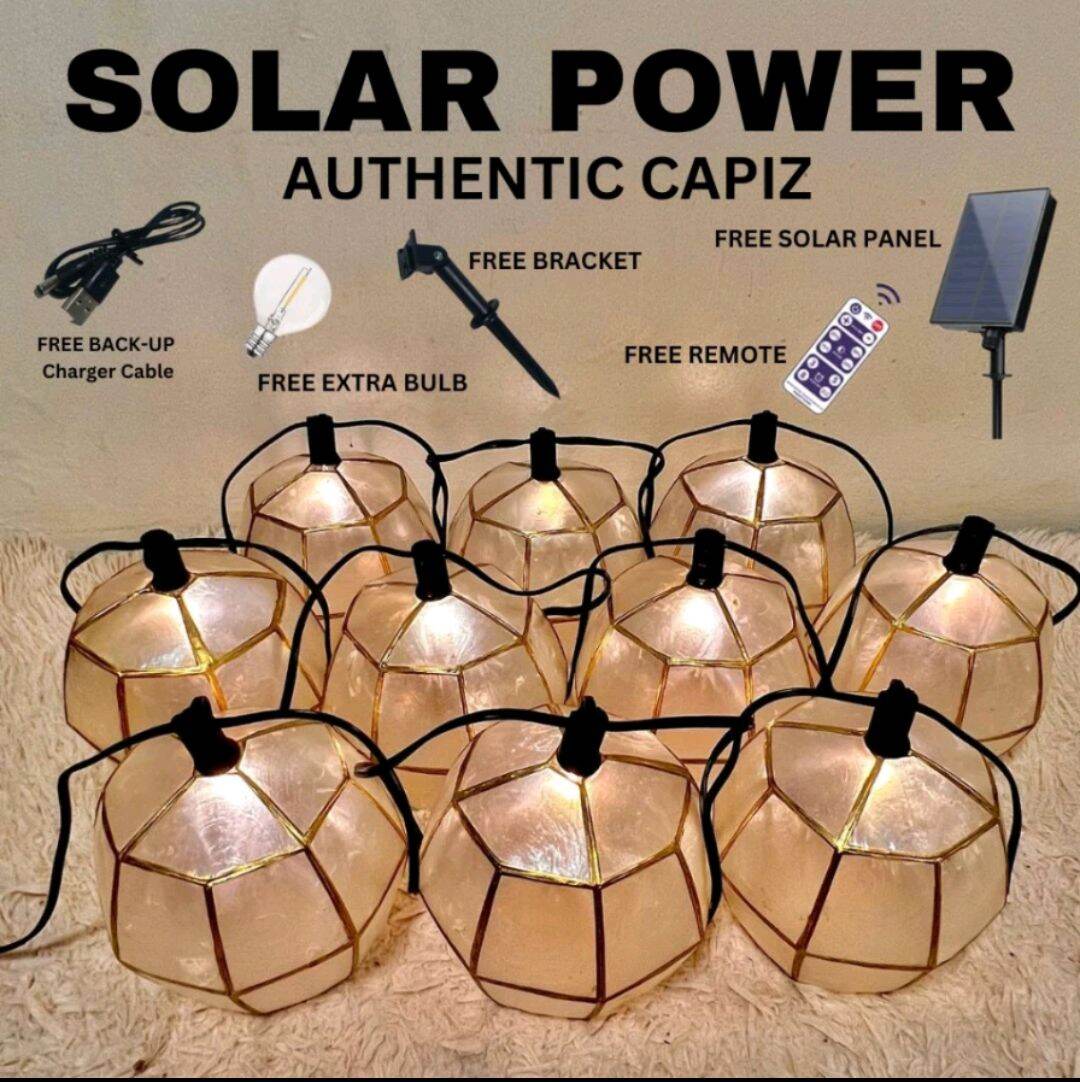 Capiz With Lights Solar power and plug Type Indoor And Outdoor 10 Pcs Free Bulbs Capiz Hanging Lights Capiz Ball Capiz lantern lights Outdoor Capis / Capiz / Kapis