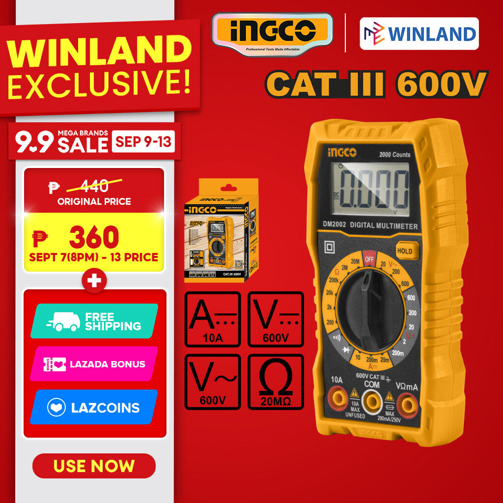 INGCO Digital Multimeter Tester - CAT III 600V