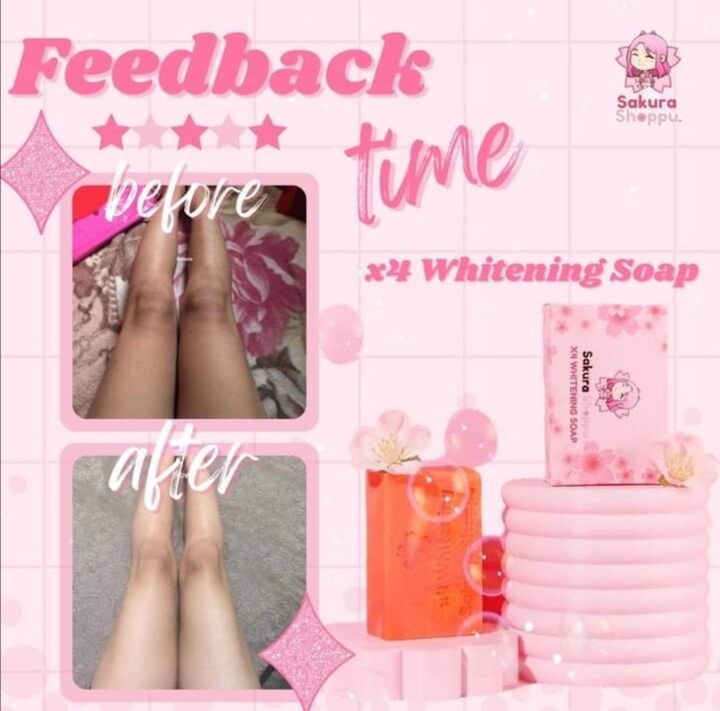 BUY1TAKE1 Sakura x4 Whitening soap 135 g  | bar soap | whitening soap | Anti-aging soap | budget pack x4 whitening soap | skin brightening | skincare | low price bar soap| 135 g Authentic Old scent with free mesh net. 