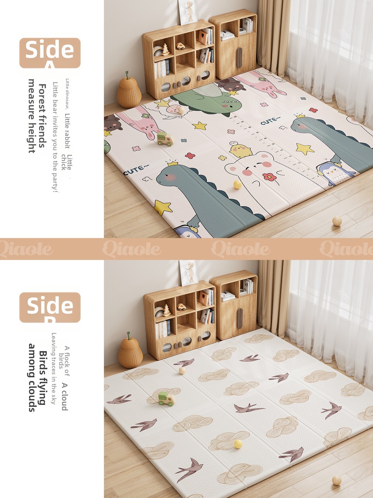 Thickened Baby Crawling Foldable Floor Mat for Toddler Kids