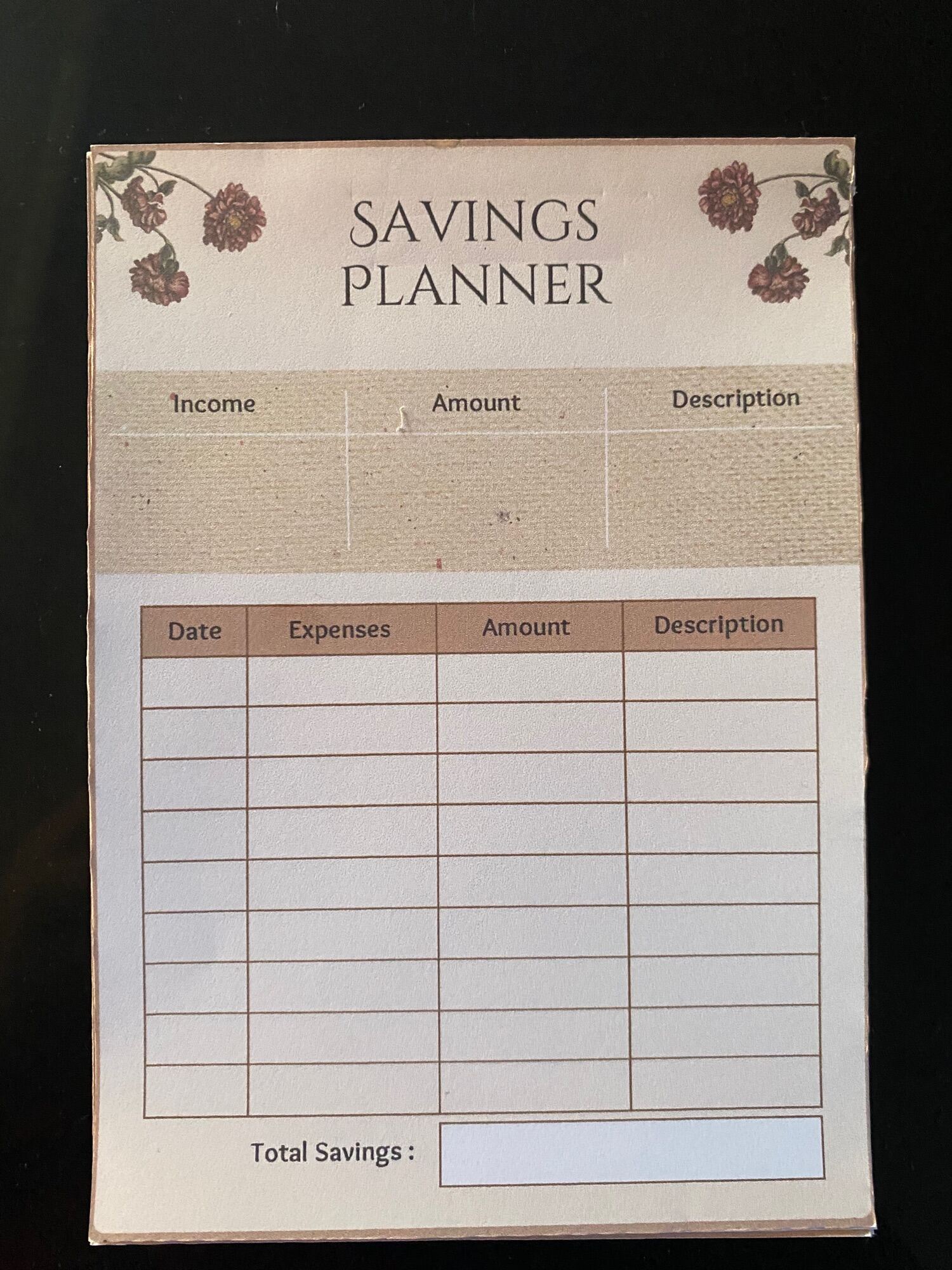 Monthly budget/ savings planner/debt tracker/inventory notepads 50pages
