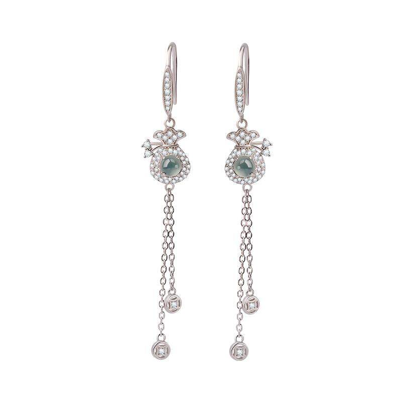 Jade Earrings Silver Winter Chinese Style Presyo  2,930 Piso*Libreng Shipping