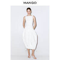 Mango | Autumn New Sleeveless White Stitched Tied Dress