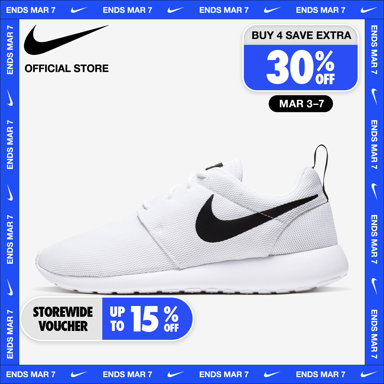 Roshe one womens on sale white and black