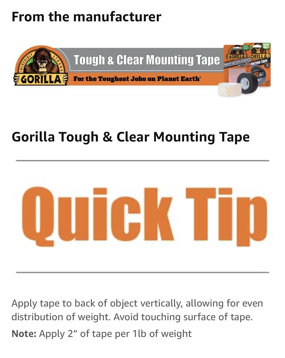 Gorilla Mounting Tape, 1 x 60