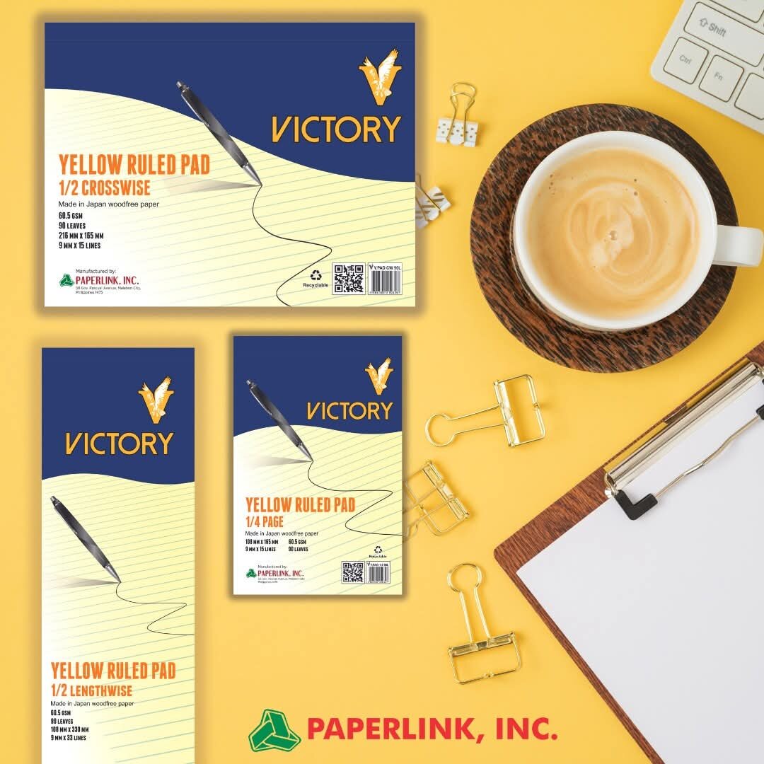 Victory YELLOW quiz pad (1/4 1/2 crosswise 1/2 lengthwise)