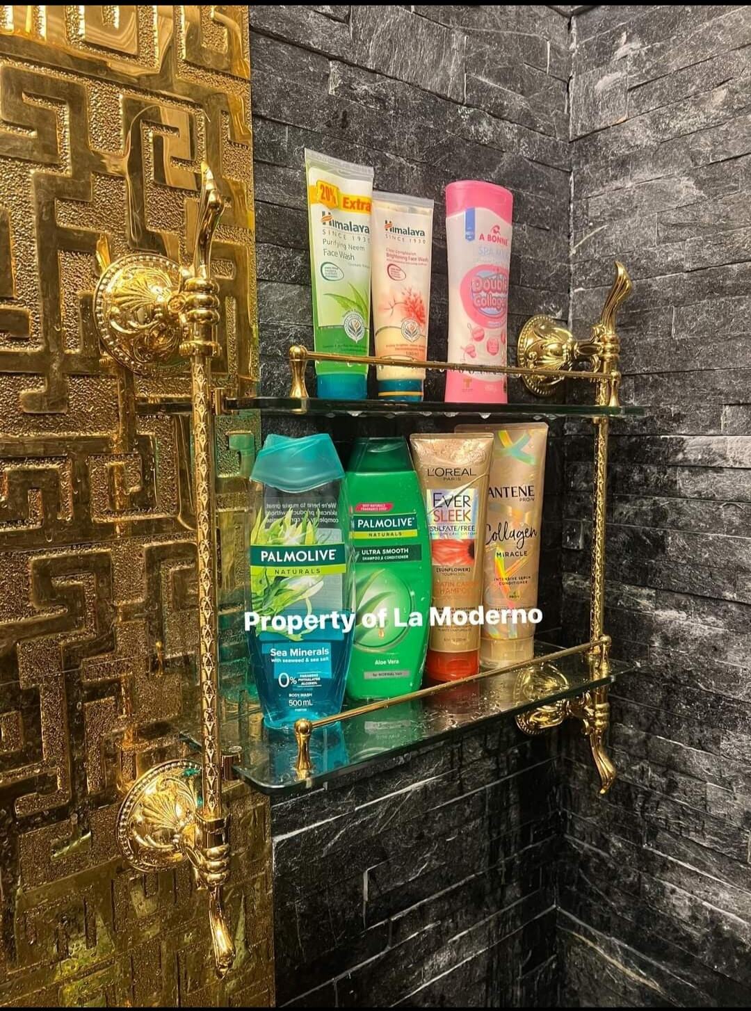 Gold Glass Shelf Bathroom Accessories Wall Mount Brass Antique Royale