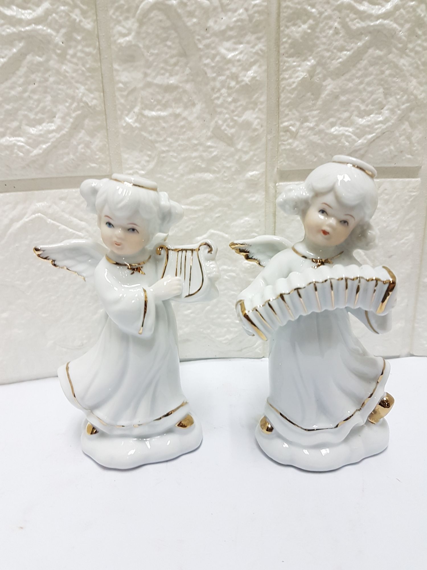 Vintage Porcelain Angel Figurine Holding A Dove Angel Wings