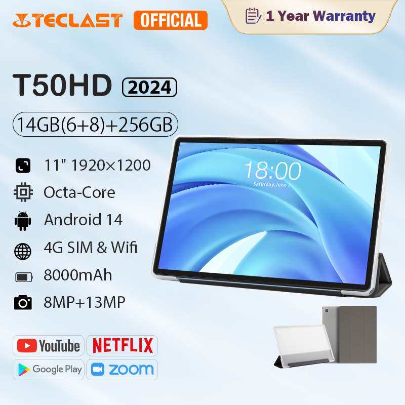 TECLAST T50HD Android Tablet 14GB+256GB, 4G LTE