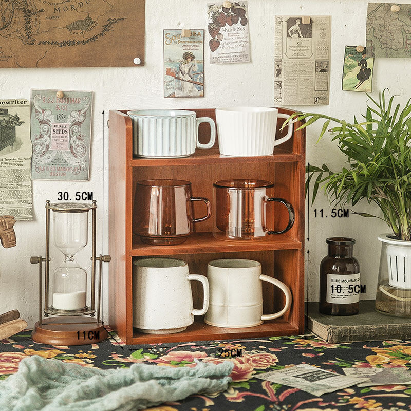 Desktop Storage Box Cup Wooden Water Cup Coffee Cup Tea Cup Mug Layered