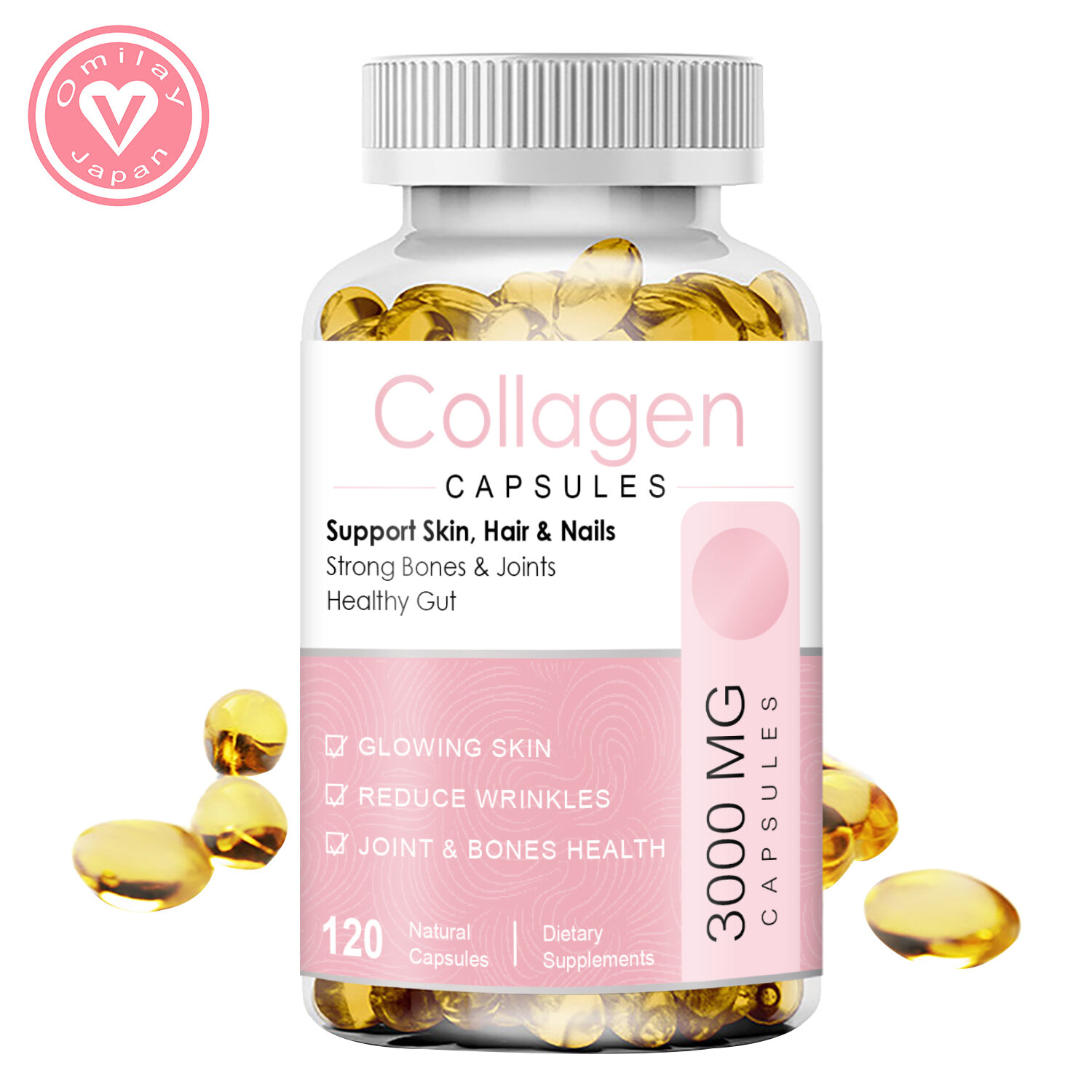 Omilay Collagen Glow Capsules with Vitamin C - Skin Supplement