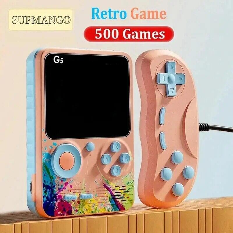 500 Games Mini Handheld Game Console Built-in Classic Retro G5 Player Support TV Out With Gamepad Kids Adults Christmas Gift