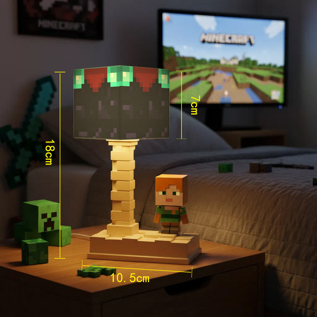 Night Light Ambient Minecraft Pixel Style Bedside Lamp