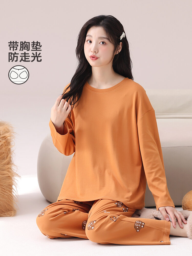 Women's Pure Cotton Long Sleeve Hooded Sleepwear Set Casual Cartoon Print Home Clothes Autumn Collection Comfortable Underwear Presyo  1,514 Piso*Libreng Shipping