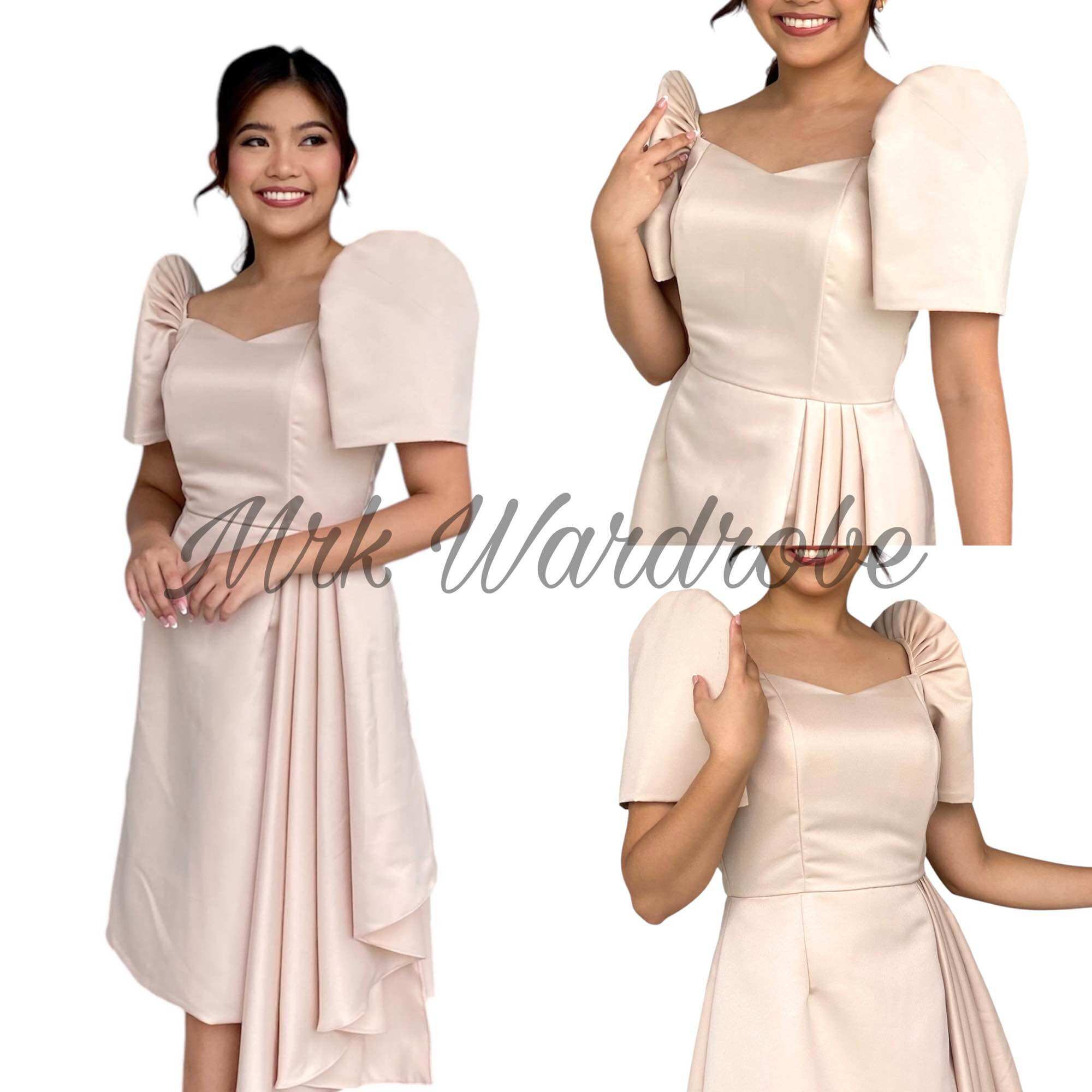 Filipiniana Dress For Women Modern Beige - Graduation Pictorial & Barong  Ladies Ombre Vneck