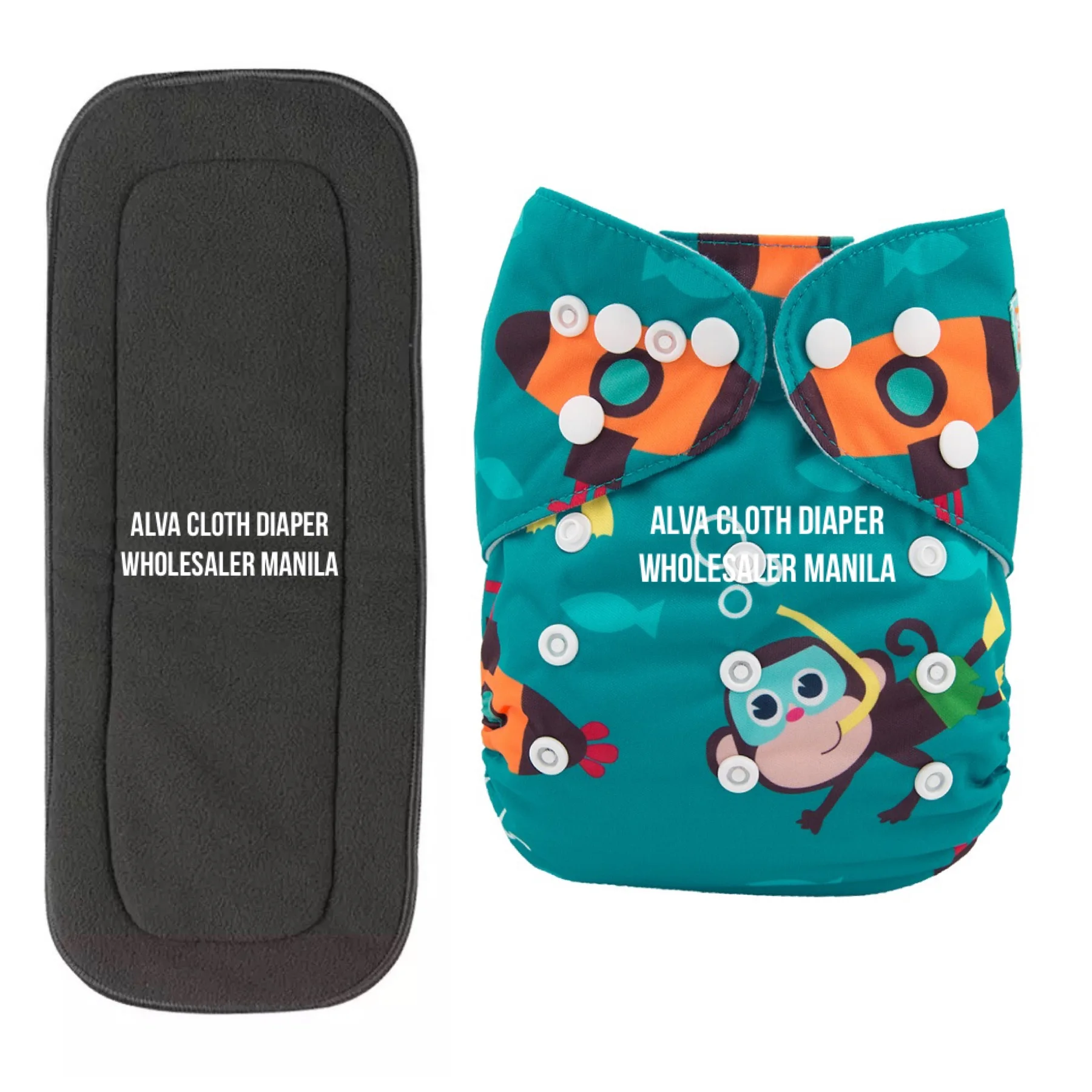 ✅1 Alva Washable Cloth Diapers ✅1 Bamboo Charcoal Insert 5-Layer Dinosaur