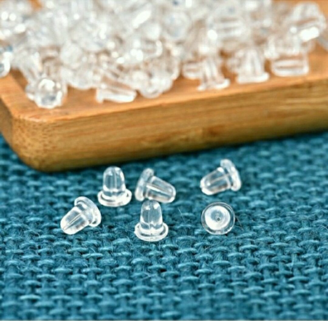 Earring Backings, Silicone Earring Backs with Pad, Rubber Earring Back Replacement, Soft Jewelry Findings (100)